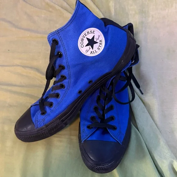 Converse - Bold Blue w/ Black High Tops - Picture 2 of 3